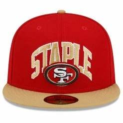 New Era X Staple Men's Scarlet/Gold San Francisco 49ers NFL X Collection 59FIFTY Fitted Hat -Fanatics DSCO1147597378 GOLDRE ALT2