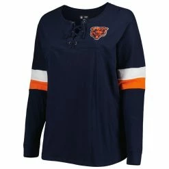 New Era Women's Navy Chicago Bears Plus Size Athletic Varsity Lace-Up V-Neck Long Sleeve T-Shirt -Fanatics DSCO1147597484 1320 ALT2