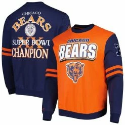 Mitchell & Ness Men's Orange Chicago Bears All Over 2.0 Pullover Sweatshirt