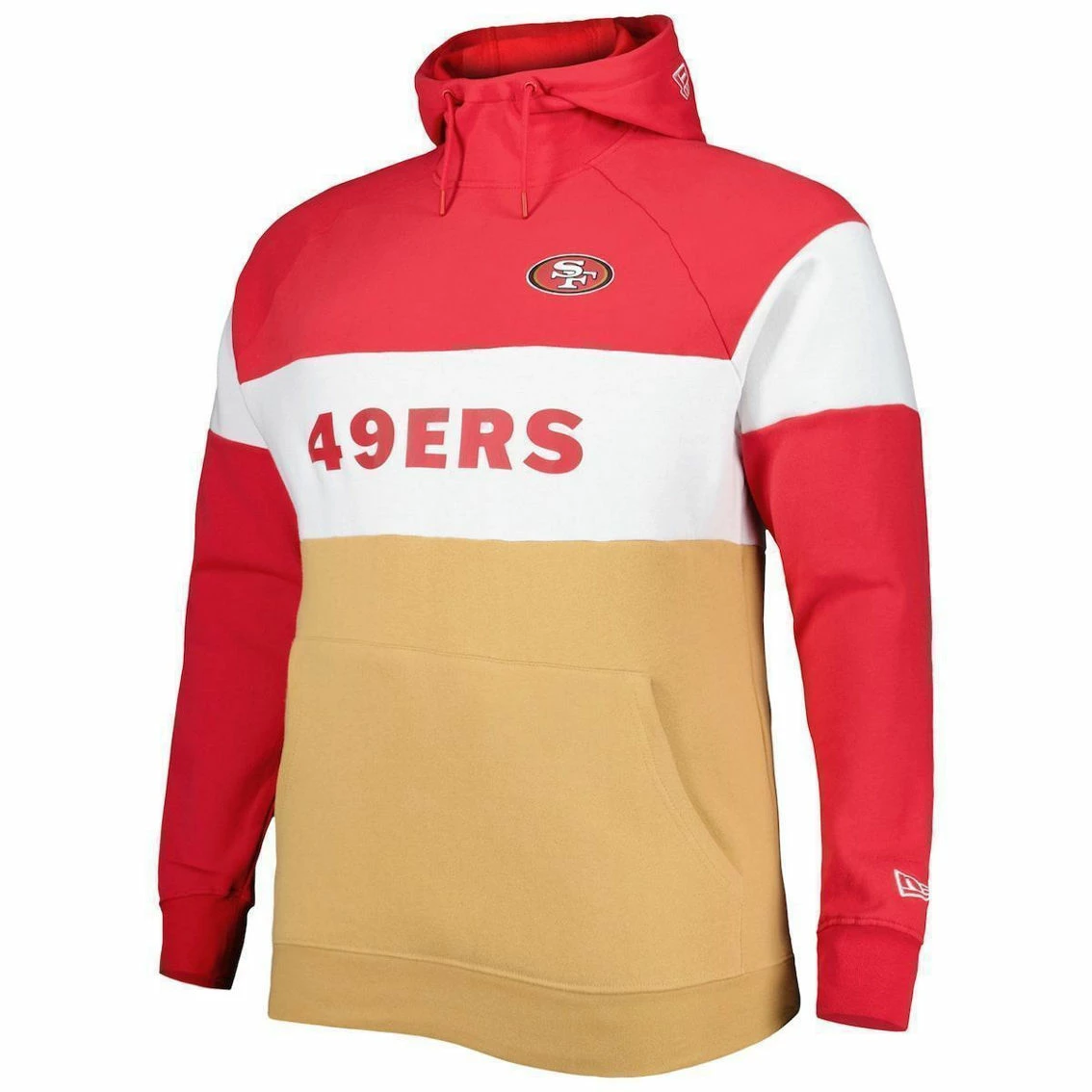 New Era Men's Scarlet/Gold San Francisco 49ers Big & Tall Current Team Colorblock Fleece Raglan Pullover Hoodie 5 New Era Men's Scarlet/Gold San Francisco 49ers Big & Tall Current Team Colorblock Fleece Raglan Pullover Hoodie - Image 3