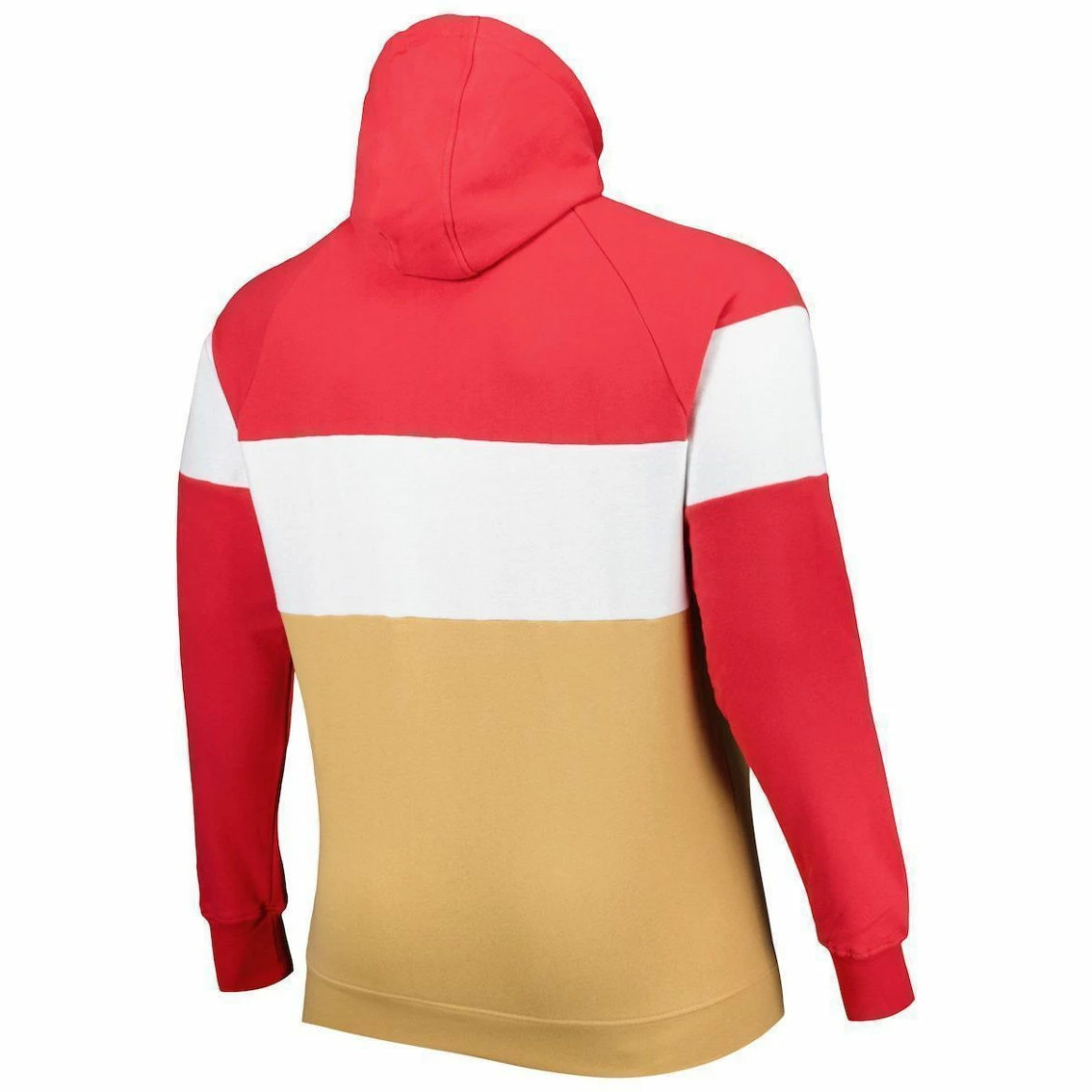 New Era Men's Scarlet/Gold San Francisco 49ers Big & Tall Current Team Colorblock Fleece Raglan Pullover Hoodie 6 New Era Men's Scarlet/Gold San Francisco 49ers Big & Tall Current Team Colorblock Fleece Raglan Pullover Hoodie - Image 4