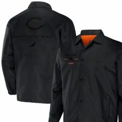 Staple Men's NFL X Black Chicago Bears Coaches Full-Snap Jacket