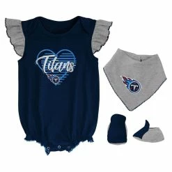 Outerstuff Girls Newborn & Infant Navy/Heathered Gray Tennessee Titans All The Love Bodysuit Bib & Booties Set