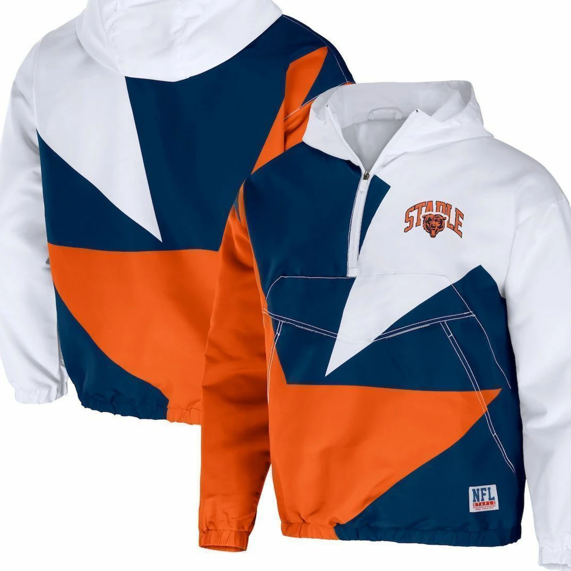 Men's NFL X Staple Orange Chicago Bears All Over Print Quarter-Zip Pullover Jacket 4 Men's NFL X Staple Orange Chicago Bears All Over Print Quarter-Zip Pullover Jacket - Image 2