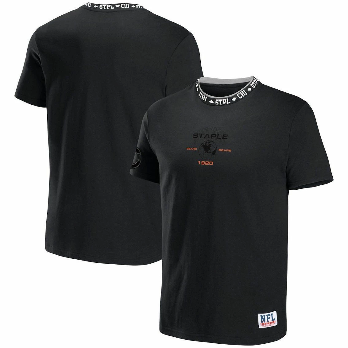 Staple Men's NFL X Black Chicago Bears Globe T-Shirt 3 Staple Men's NFL X Black Chicago Bears Globe T-Shirt