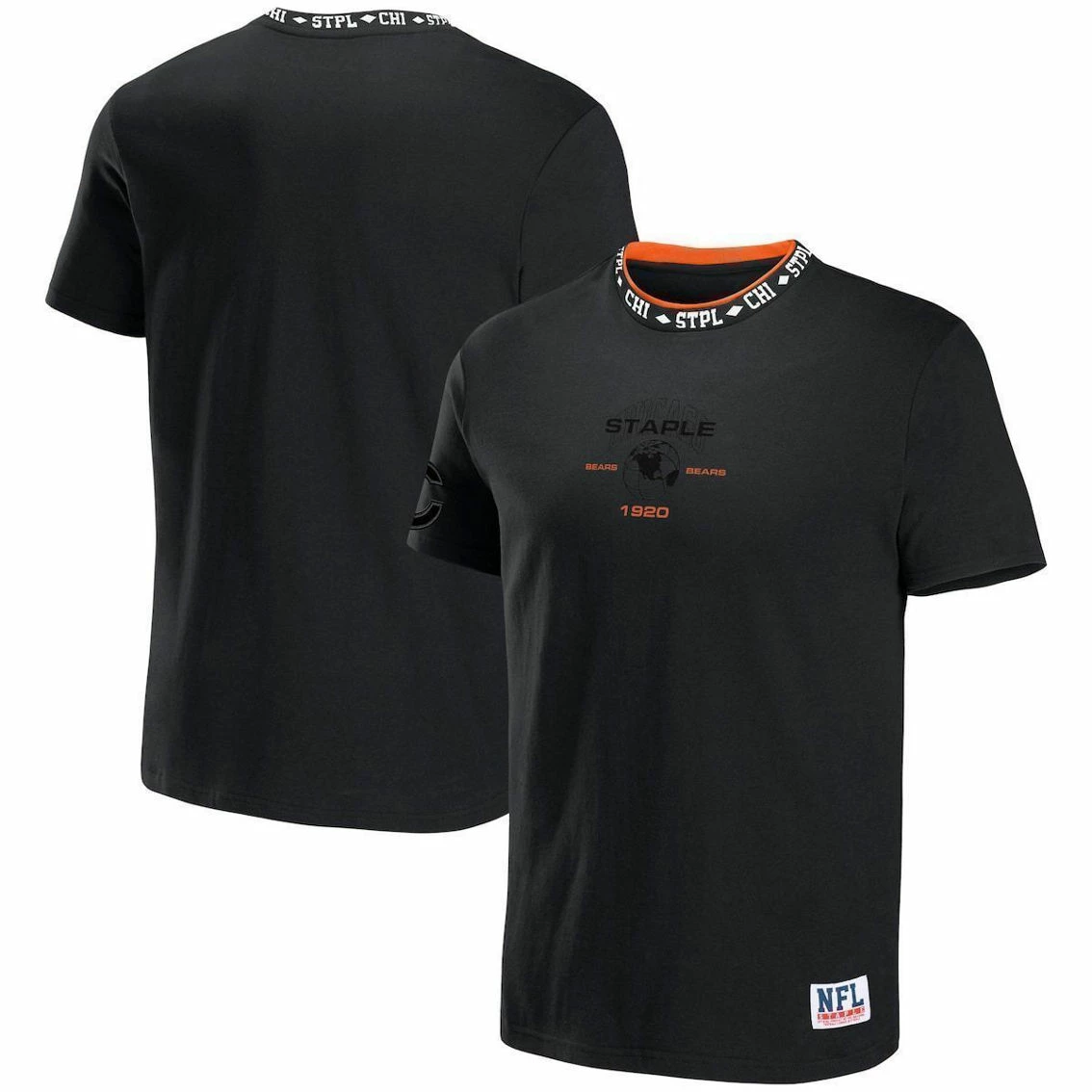 Staple Men's NFL X Black Chicago Bears Globe T-Shirt 4 Staple Men's NFL X Black Chicago Bears Globe T-Shirt - Image 2