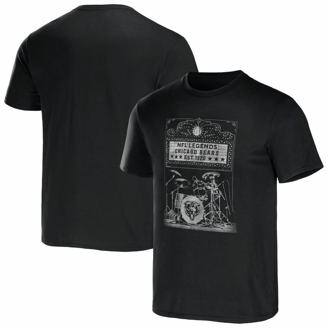 NFL X Darius Rucker Collection By Fanatics Men's Black Chicago Bears Band T-Shirt 4 NFL X Darius Rucker Collection By Fanatics Men's Black Chicago Bears Band T-Shirt - Image 2