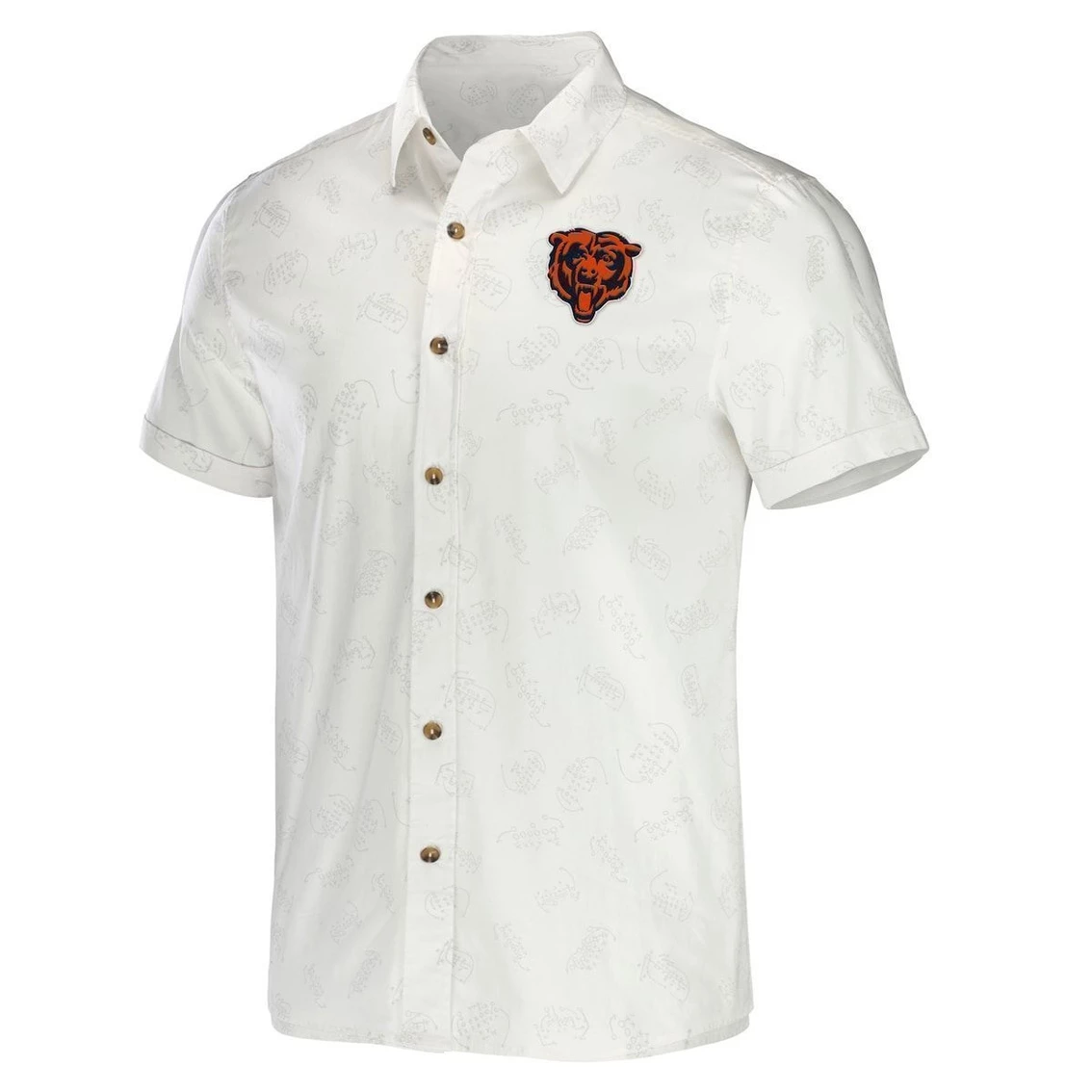 NFL X Darius Rucker Collection By Fanatics Men's White Chicago Bears Woven Button-Up T-Shirt 5 NFL X Darius Rucker Collection By Fanatics Men's White Chicago Bears Woven Button-Up T-Shirt - Image 3