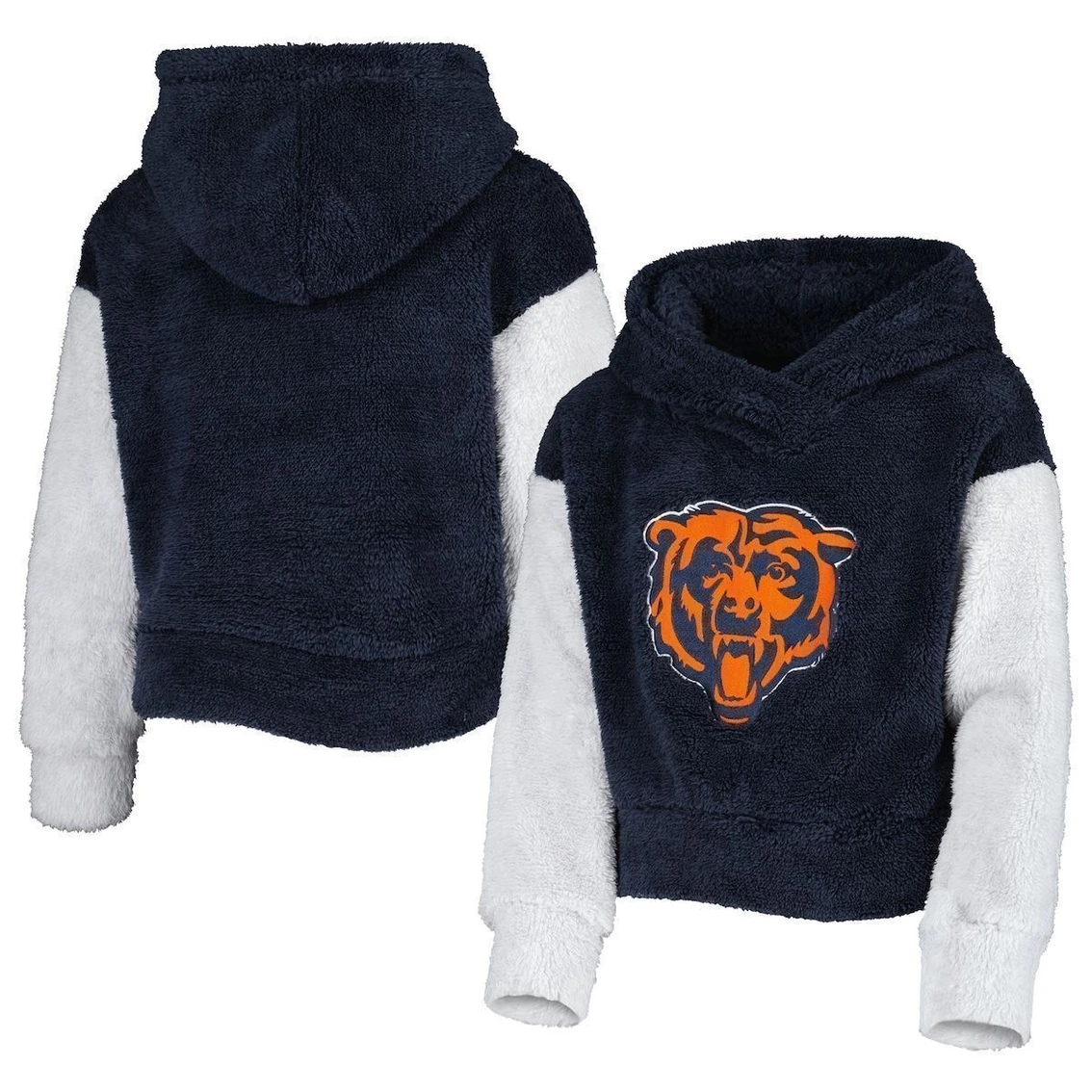 Outerstuff Girls Youth Navy/Gray Chicago Bears Game Time Teddy Fleece Pullover Hoodie 4 Outerstuff Girls Youth Navy/Gray Chicago Bears Game Time Teddy Fleece Pullover Hoodie - Image 2