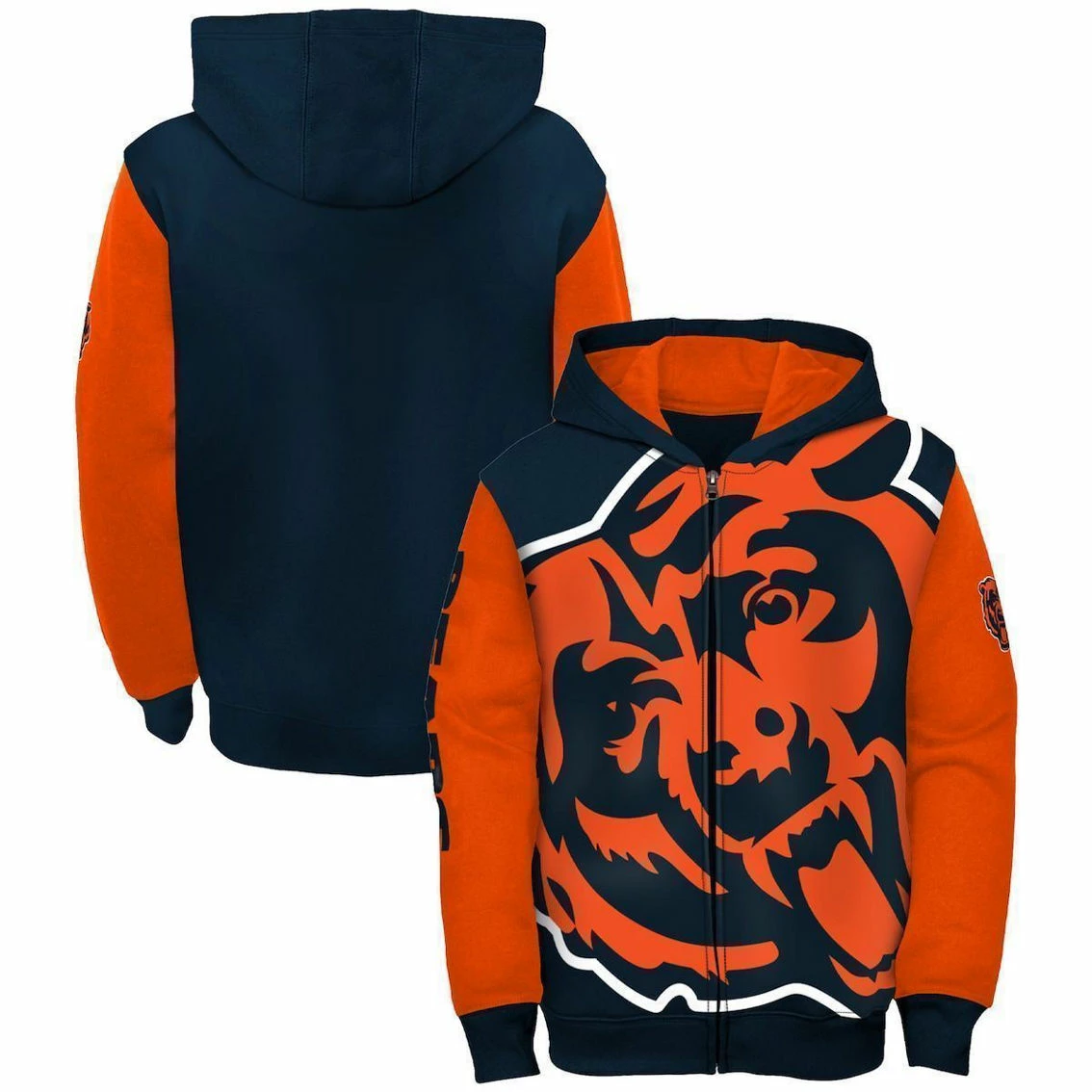 Outerstuff Youth Navy/Orange Chicago Bears Poster Board Full-Zip Hoodie 4 Outerstuff Youth Navy/Orange Chicago Bears Poster Board Full-Zip Hoodie - Image 2