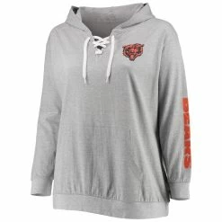 Fanatics Branded Women's Heathered Gray Chicago Bears Plus Size Lace-Up Pullover Hoodie -Fanatics DSCO1148303023 1927 ALT2