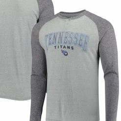 Concepts Sport Men's Heather Gray Tennessee Titans Ledger Raglan Long Sleeve Henley T-Shirt
