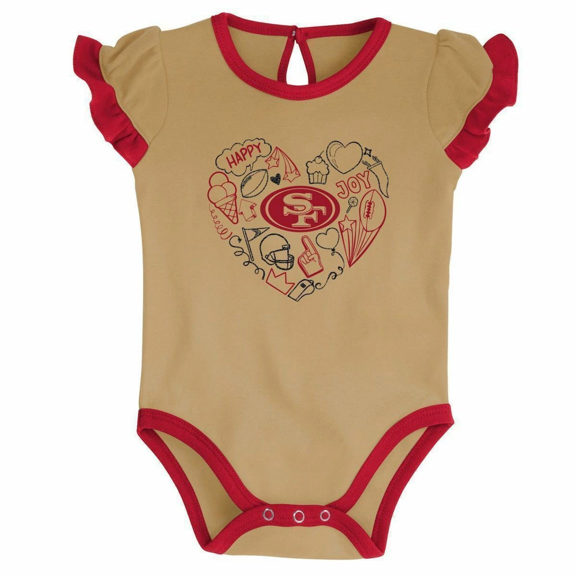 Outerstuff Newborn & Infant Scarlet/Gold San Francisco 49ers Too Much Love Two-Piece Bodysuit Set 6 Outerstuff Newborn & Infant Scarlet/Gold San Francisco 49ers Too Much Love Two-Piece Bodysuit Set - Image 4