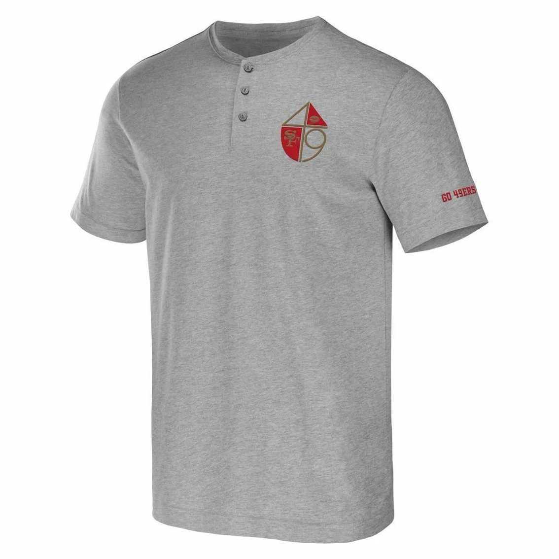 NFL X Darius Rucker Collection By Fanatics Men's Heather Gray San Francisco 49ers Henley T-Shirt 5 NFL X Darius Rucker Collection By Fanatics Men's Heather Gray San Francisco 49ers Henley T-Shirt - Image 3