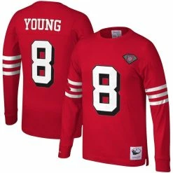 Mitchell & Ness Men's Steve Young Scarlet San Francisco 49ers Retired Player Name & Number Long Sleeve Top