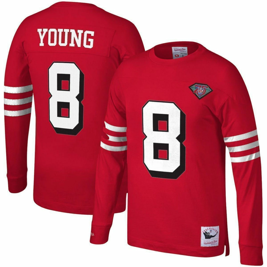 Mitchell & Ness Men's Steve Young Scarlet San Francisco 49ers Retired Player Name & Number Long Sleeve Top 3 Mitchell & Ness Men's Steve Young Scarlet San Francisco 49ers Retired Player Name & Number Long Sleeve Top