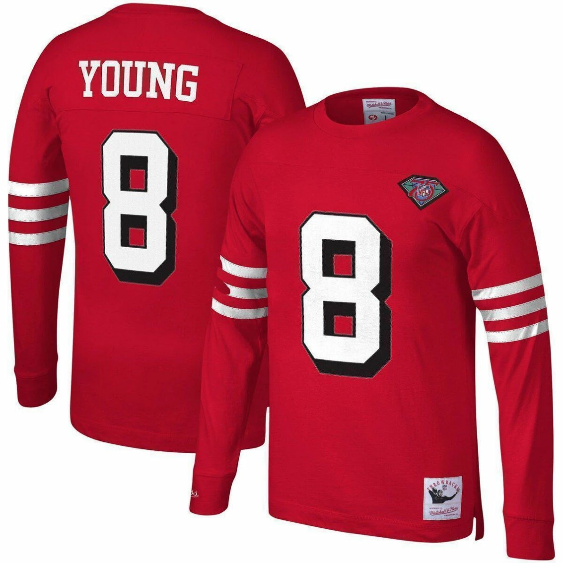 Mitchell & Ness Men's Steve Young Scarlet San Francisco 49ers Retired Player Name & Number Long Sleeve Top 4 Mitchell & Ness Men's Steve Young Scarlet San Francisco 49ers Retired Player Name & Number Long Sleeve Top - Image 2