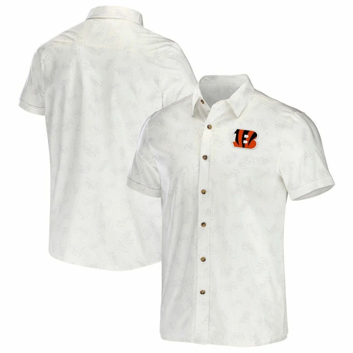 NFL X Darius Rucker Collection By Fanatics Men's White Cincinnati Bengals Woven Button-Up T-Shirt 3 NFL X Darius Rucker Collection By Fanatics Men's White Cincinnati Bengals Woven Button-Up T-Shirt