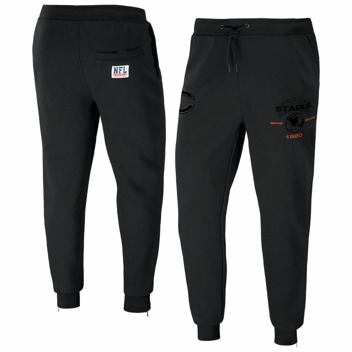 Men's NFL X Staple Black Chicago Bears Globe Fleece Pants 3 Men's NFL X Staple Black Chicago Bears Globe Fleece Pants