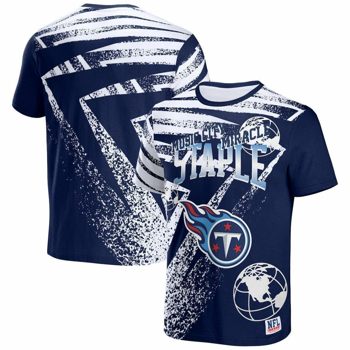 Staple Men's NFL X Navy Tennessee Titans All Over Print T-Shirt 4 Staple Men's NFL X Navy Tennessee Titans All Over Print T-Shirt - Image 2