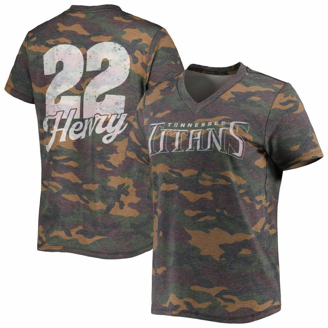 Majestic Threads Women's Threads Derrick Henry Camo Tennessee Titans Name & Number V-Neck Tri-Blend T-Shirt 3 Majestic Threads Women's Threads Derrick Henry Camo Tennessee Titans Name & Number V-Neck Tri-Blend T-Shirt