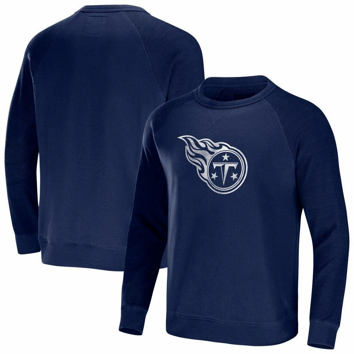 NFL X Darius Rucker Collection By Fanatics Men's Navy Tennessee Titans Raglan Fleece Pullover Sweatshirt 4 NFL X Darius Rucker Collection By Fanatics Men's Navy Tennessee Titans Raglan Fleece Pullover Sweatshirt - Image 2