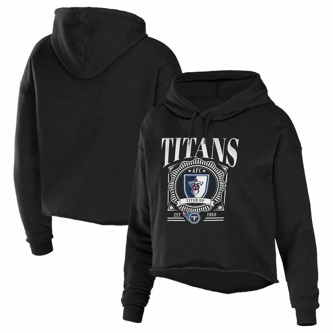 WEAR By Erin Andrews Women's Black Tennessee Titans Cropped Sponge Fleece Pullover Hoodie 4 WEAR By Erin Andrews Women's Black Tennessee Titans Cropped Sponge Fleece Pullover Hoodie - Image 2