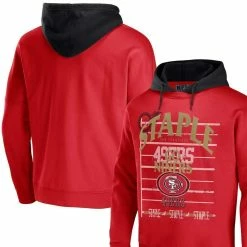 Staple Men's NFL X Red San Francisco 49ers Throwback Vintage Wash Pullover Hoodie
