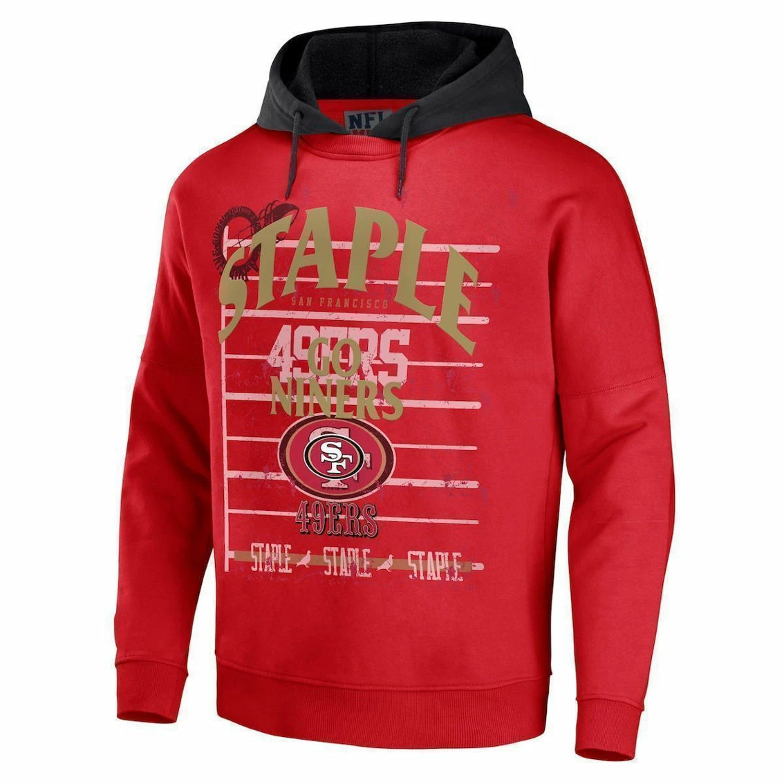 Staple Men's NFL X Red San Francisco 49ers Throwback Vintage Wash Pullover Hoodie 5 Staple Men's NFL X Red San Francisco 49ers Throwback Vintage Wash Pullover Hoodie - Image 3