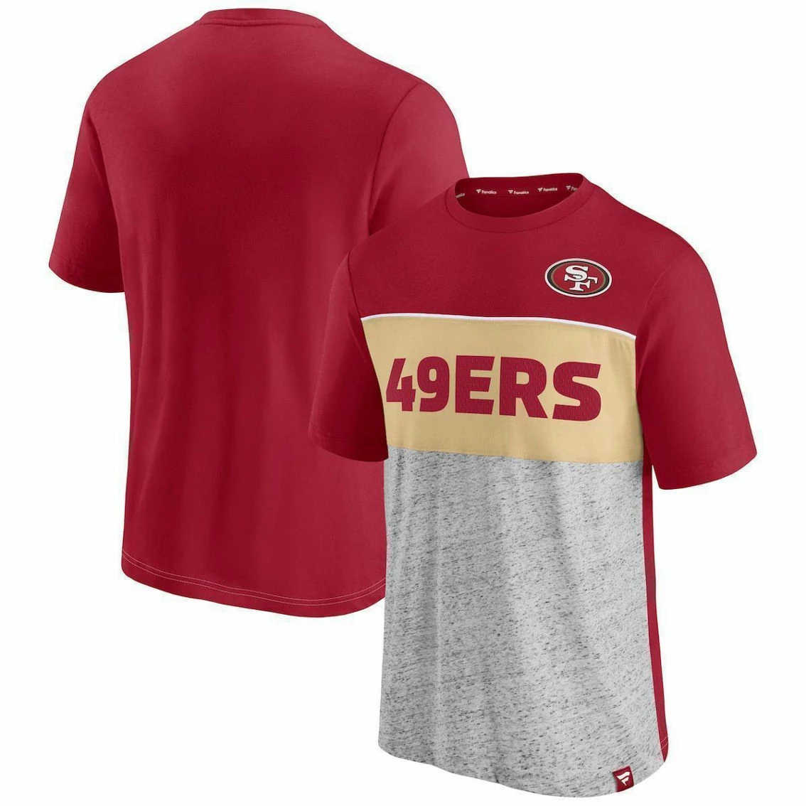 Fanatics Branded Men's Scarlet/Heathered Gray San Francisco 49ers Colorblock T-Shirt 3 Fanatics Branded Men's Scarlet/Heathered Gray San Francisco 49ers Colorblock T-Shirt