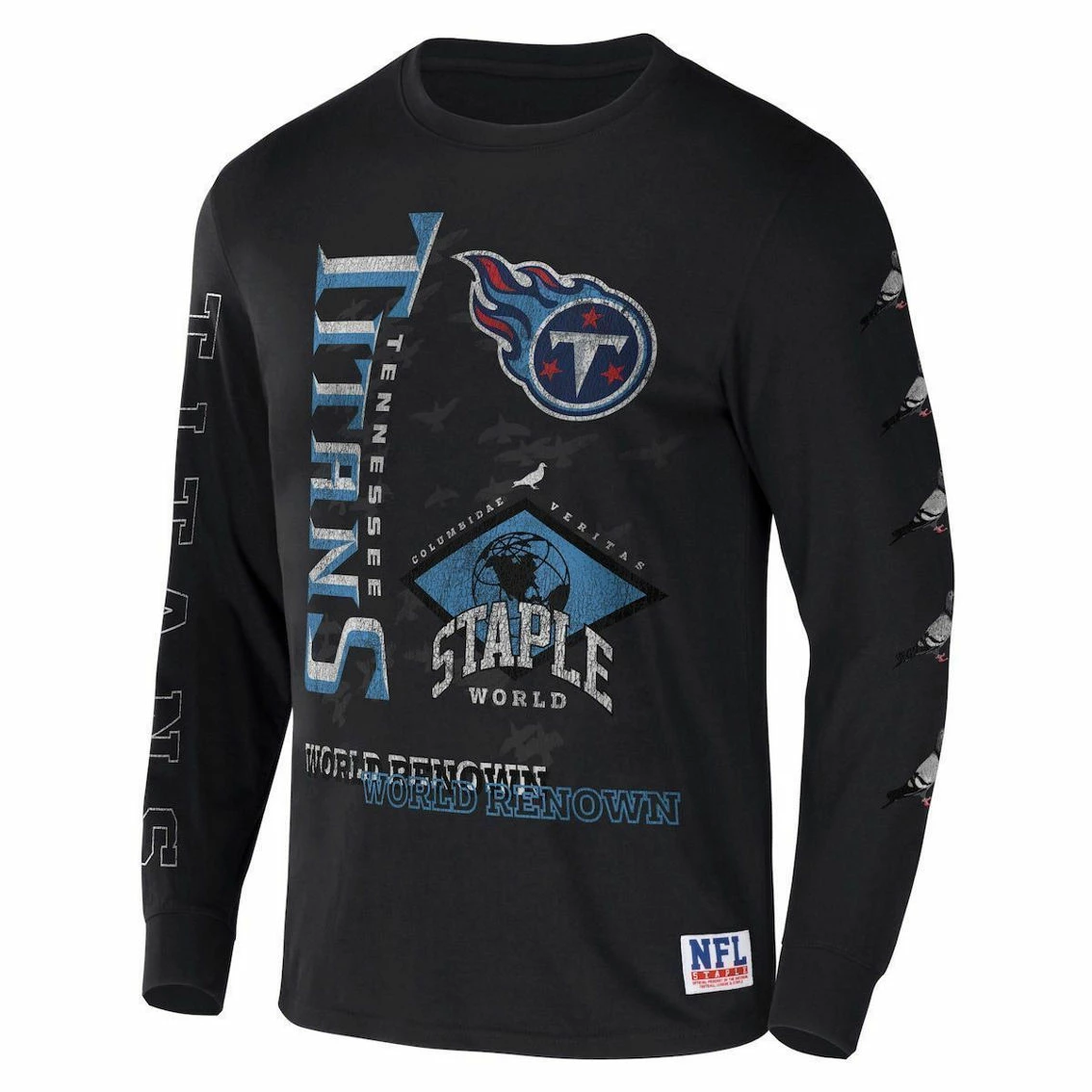 Staple Men's NFL X Black Tennessee Titans World Renowned Long Sleeve T-Shirt 5 Staple Men's NFL X Black Tennessee Titans World Renowned Long Sleeve T-Shirt - Image 3