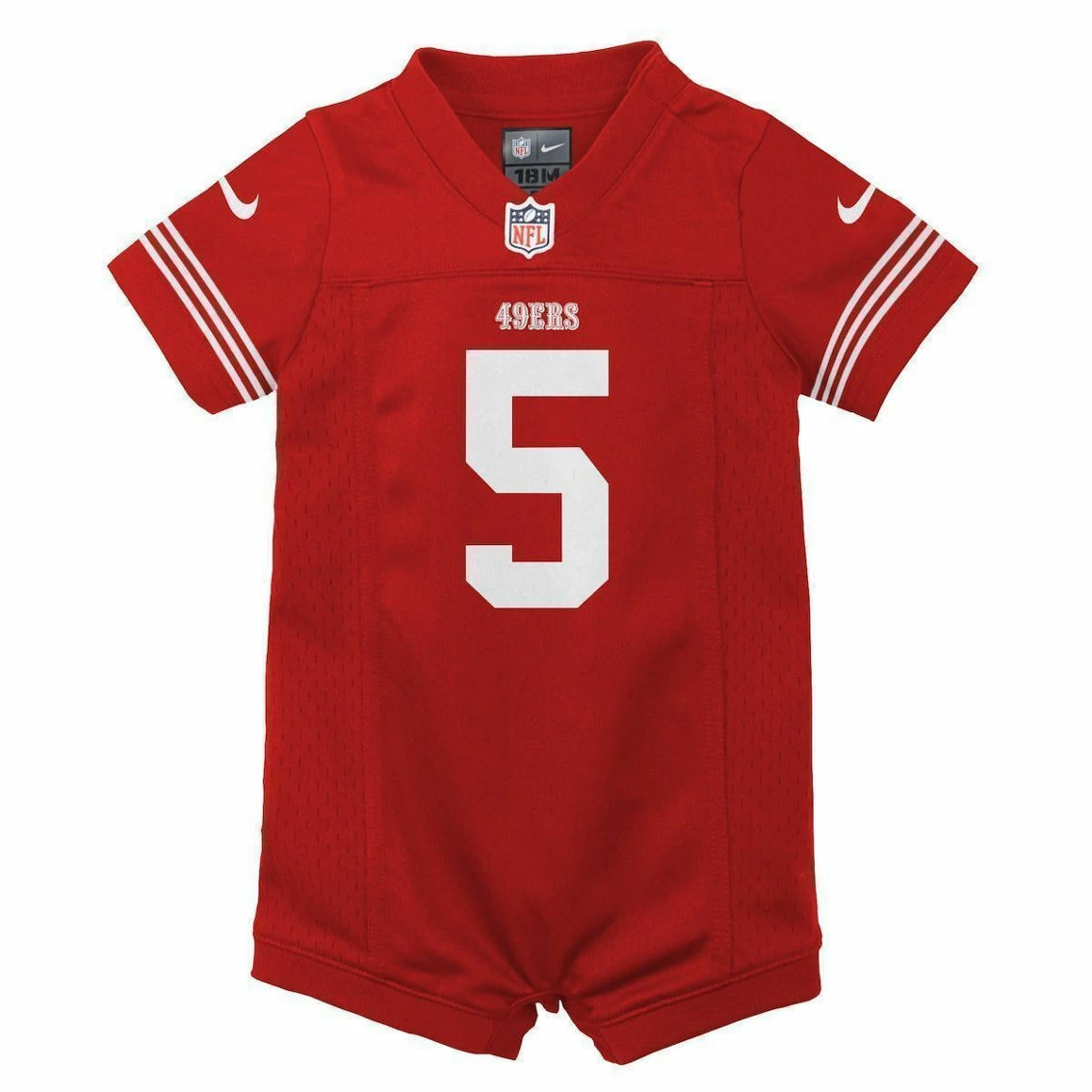 Nike Infant Trey Lance Scarlet San Francisco 49ers Romper Game Jersey 5 Nike Infant Trey Lance Scarlet San Francisco 49ers Romper Game Jersey - Image 3