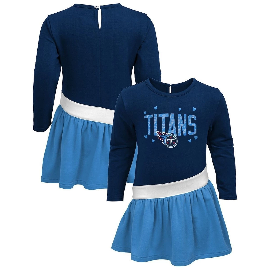 Outerstuff Girls Preschool Navy/Light Blue Tennessee Titans Heart To Heart Jersey Tri-Blend Dress 4 Outerstuff Girls Preschool Navy/Light Blue Tennessee Titans Heart To Heart Jersey Tri-Blend Dress - Image 2