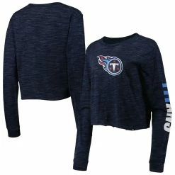 New Era Women's Navy Tennessee Titans Crop Long Sleeve T-Shirt