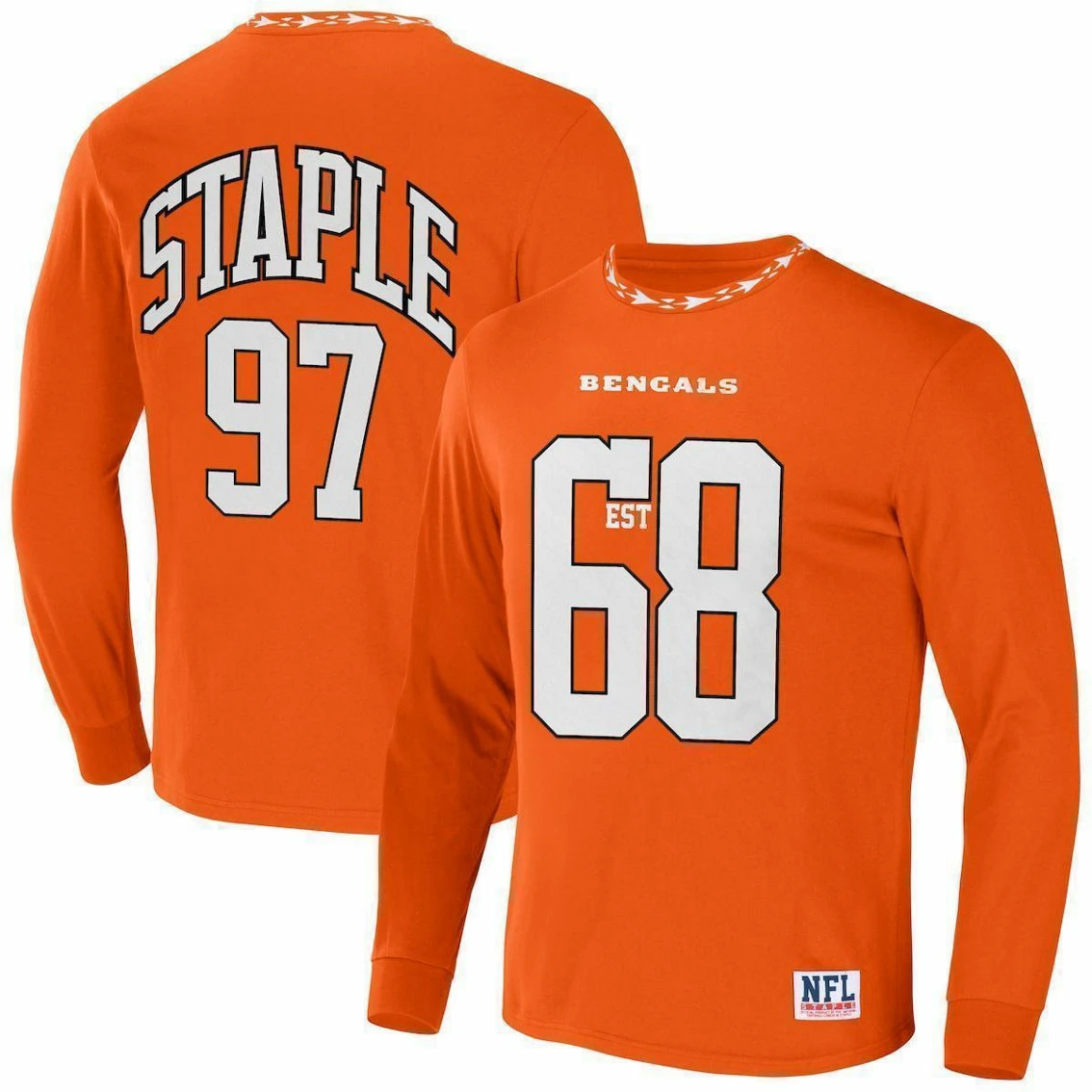 Staple Men's NFL X Orange Cincinnati Bengals Core Team Long Sleeve T-Shirt 4 Staple Men's NFL X Orange Cincinnati Bengals Core Team Long Sleeve T-Shirt - Image 2