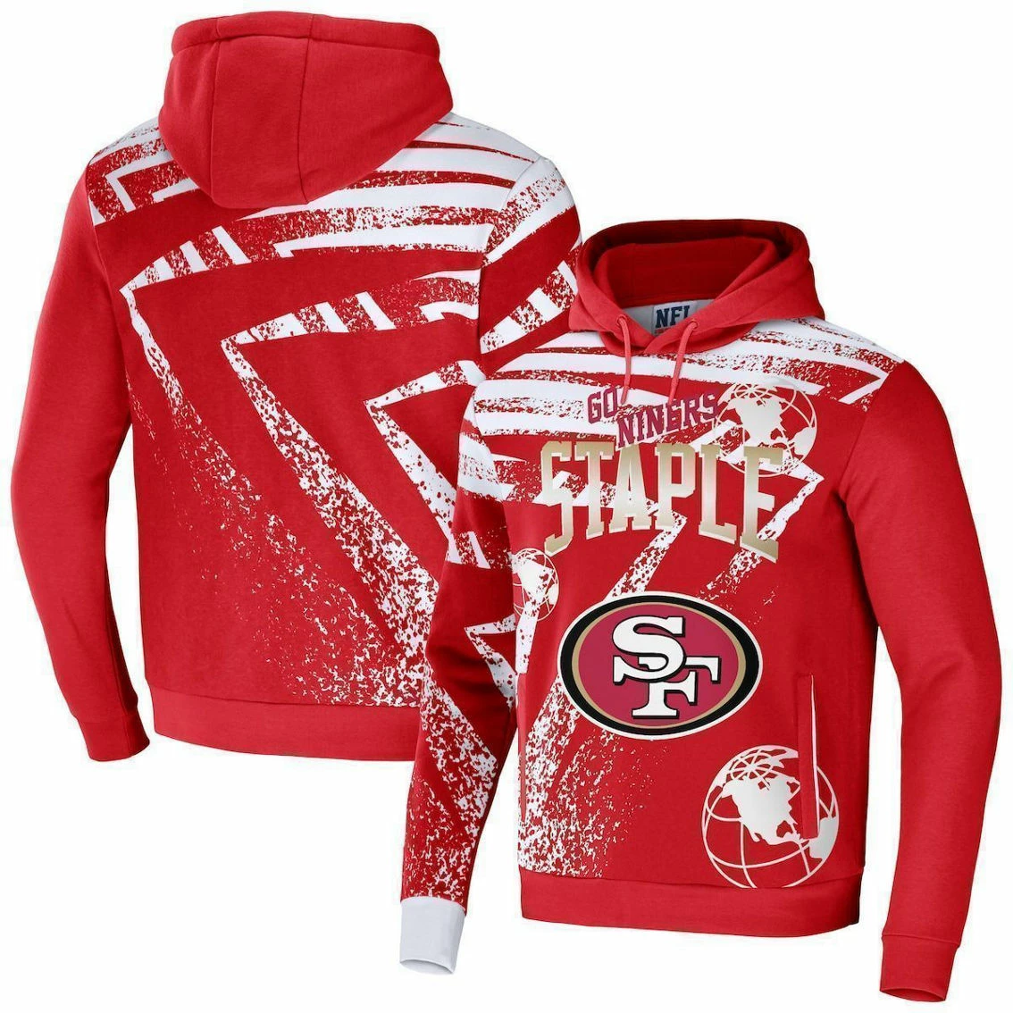 Staple Men's NFL X Red San Francisco 49ers All Over Print Pullover Hoodie 4 Staple Men's NFL X Red San Francisco 49ers All Over Print Pullover Hoodie - Image 2