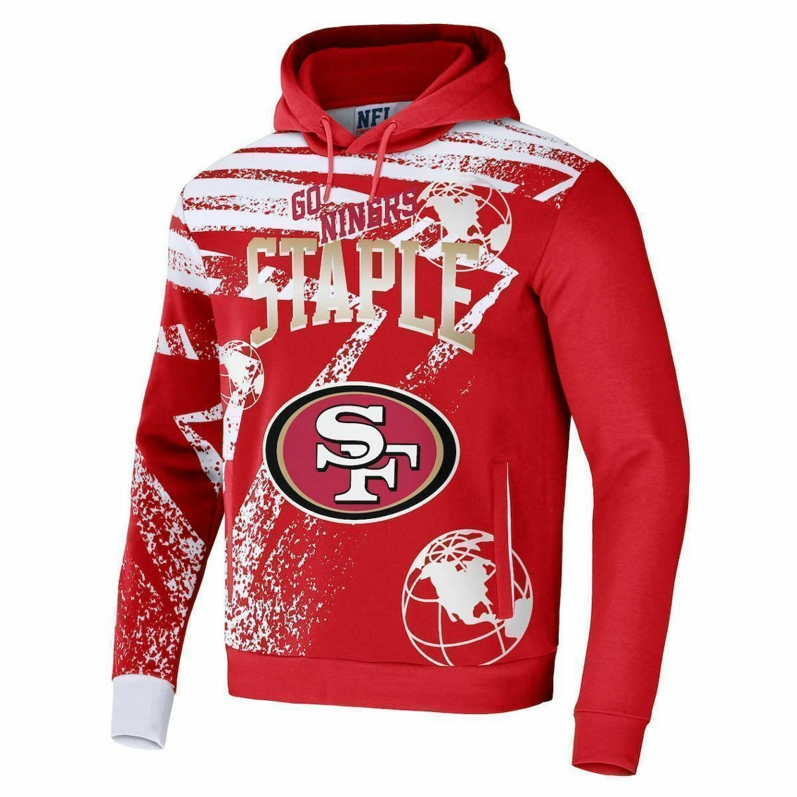 Staple Men's NFL X Red San Francisco 49ers All Over Print Pullover Hoodie 5 Staple Men's NFL X Red San Francisco 49ers All Over Print Pullover Hoodie - Image 3