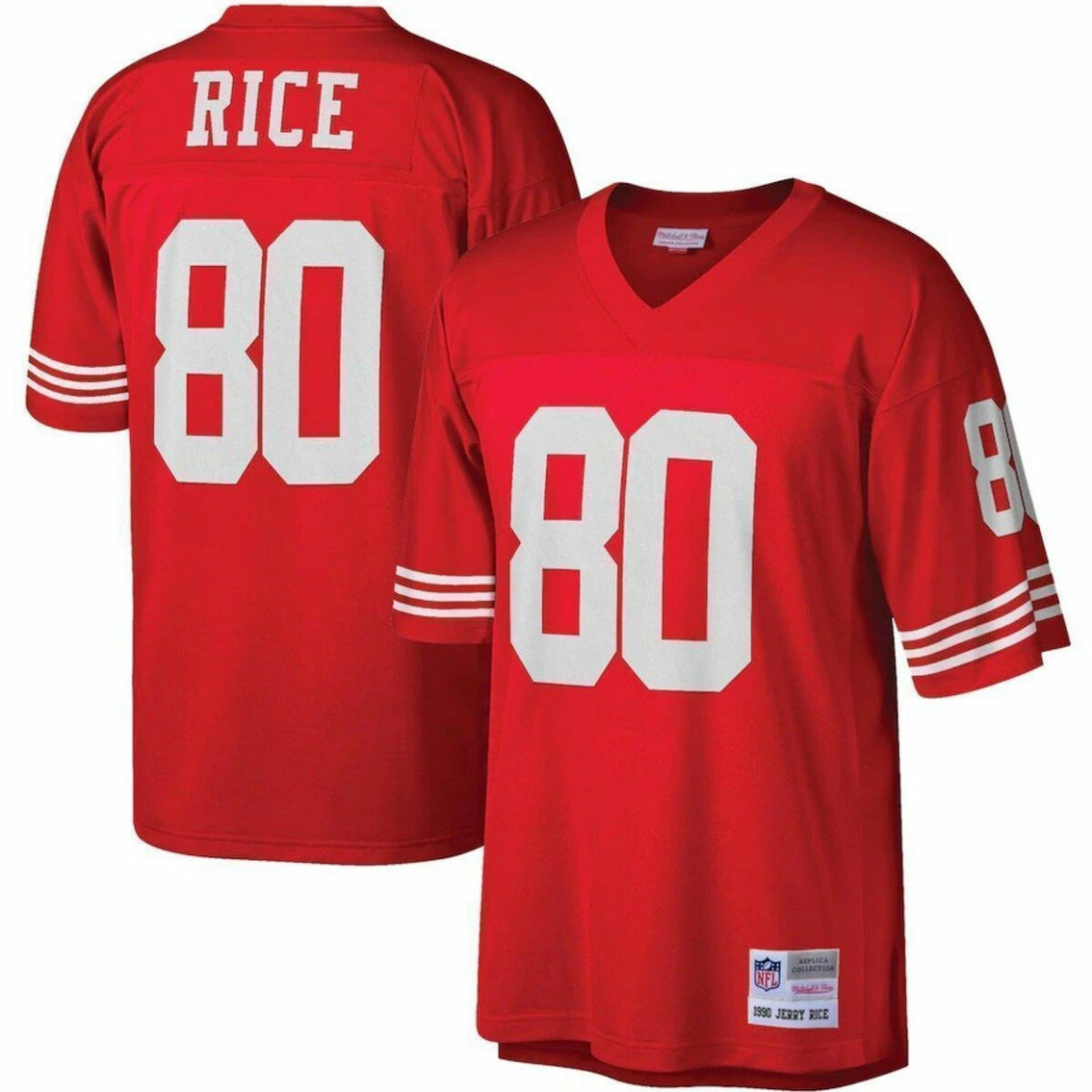 Mitchell & Ness Men's Jerry Rice Scarlet San Francisco 49ers Big & Tall 1990 Retired Player Replica Jersey 4 Mitchell & Ness Men's Jerry Rice Scarlet San Francisco 49ers Big & Tall 1990 Retired Player Replica Jersey - Image 2