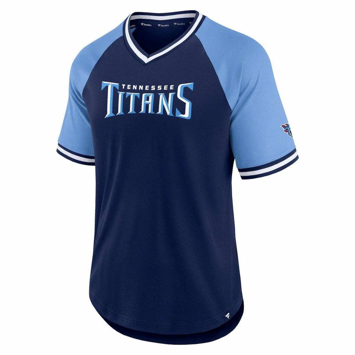 Fanatics Branded Men's Navy/Light Blue Tennessee Titans Second Wind Raglan V-Neck T-Shirt 5 Fanatics Branded Men's Navy/Light Blue Tennessee Titans Second Wind Raglan V-Neck T-Shirt - Image 3