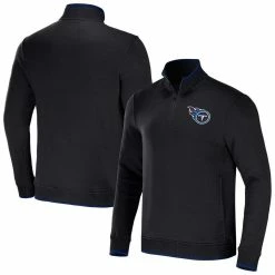 NFL X Darius Rucker Collection By Fanatics Men's Black Tennessee Titans Logo Quarter-Zip Top