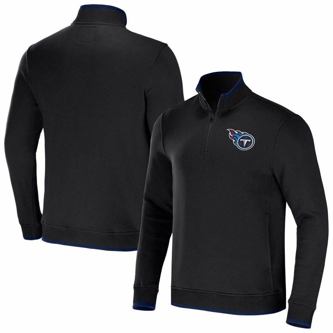 NFL X Darius Rucker Collection By Fanatics Men's Black Tennessee Titans Logo Quarter-Zip Top 3 NFL X Darius Rucker Collection By Fanatics Men's Black Tennessee Titans Logo Quarter-Zip Top