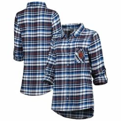 Concepts Sport Women's Navy/Orange Chicago Bears Mainstay Flannel Full-Button Long Sleeve Nightshirt -Fanatics DSCO1148314262 ANGEBL ALT1