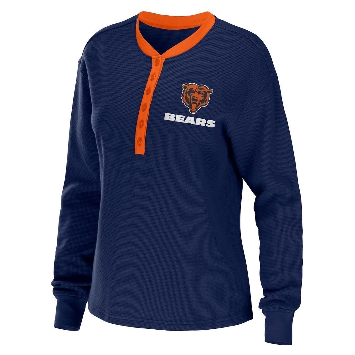 WEAR By Erin Andrews Women's Navy Chicago Bears Waffle Henley Long Sleeve T-Shirt 5 WEAR By Erin Andrews Women's Navy Chicago Bears Waffle Henley Long Sleeve T-Shirt - Image 3