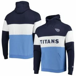 New Era Men's Light Blue/Navy Tennessee Titans Colorblock Current Pullover Hoodie