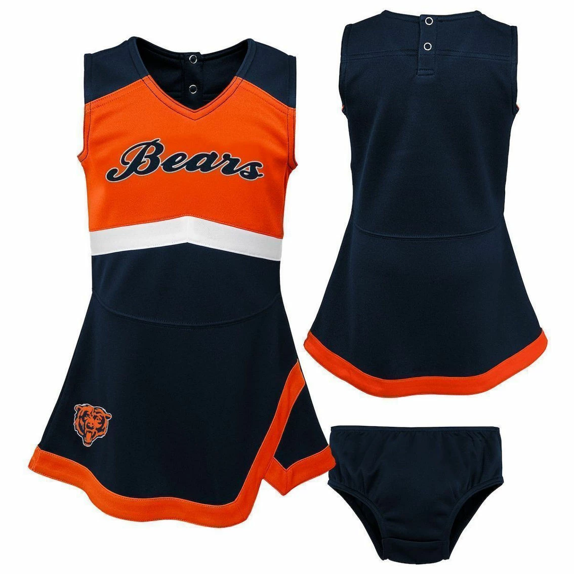 Outerstuff Girls Infant Navy/Orange Chicago Bears Cheer Captain Jumper Dress 4 Outerstuff Girls Infant Navy/Orange Chicago Bears Cheer Captain Jumper Dress - Image 2