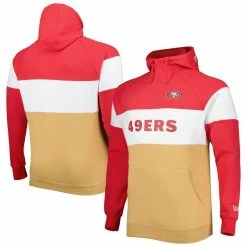 New Era Men's Gold/Scarlet San Francisco 49ers Big & Tall Current Colorblock Raglan Fleece Pullover Hoodie -Fanatics DSCO1148316102 1853 ALT1