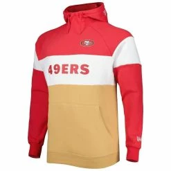 New Era Men's Gold/Scarlet San Francisco 49ers Big & Tall Current Colorblock Raglan Fleece Pullover Hoodie -Fanatics DSCO1148316102 1853 ALT2