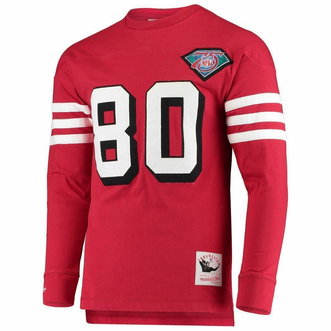 Mitchell & Ness Men's Jerry Rice Scarlet San Francisco 49ers Throwback Retired Player Name & Number Long Sleeve Top 5 Mitchell & Ness Men's Jerry Rice Scarlet San Francisco 49ers Throwback Retired Player Name & Number Long Sleeve Top - Image 3