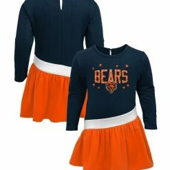Outerstuff Girls Infant Navy/Orange Chicago Bears Heart To Heart Jersey Tri-Blend Dress
