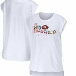 WEAR By Erin Andrews Women's White San Francisco 49ers Greetings From Muscle T-Shirt